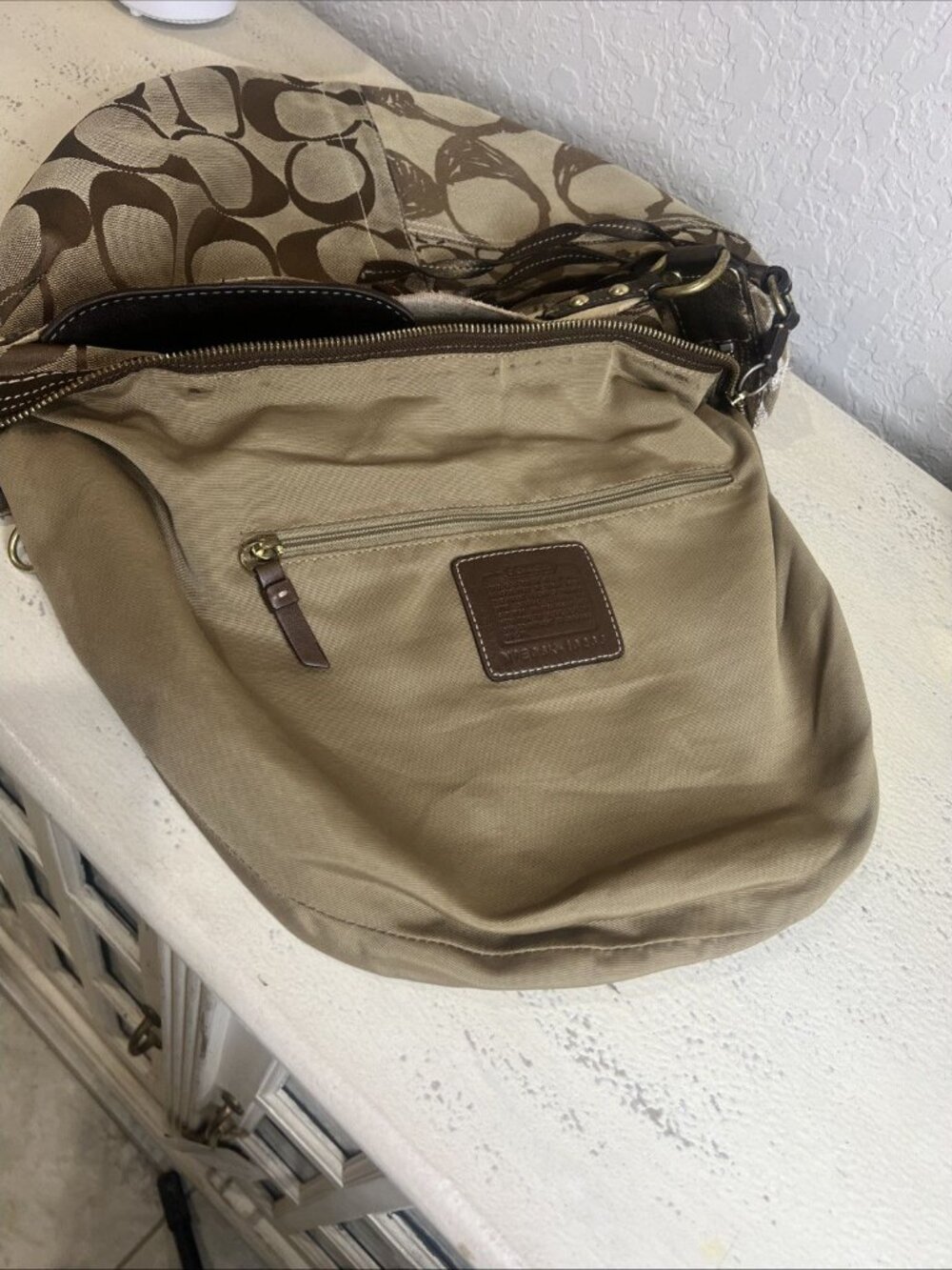 Vintage Coach (2006) Brown Patchwork Signature Hobo Shoulder Bag Y2K Retro Boho - Picture 8 of 16